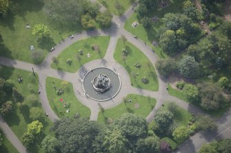 Oblique aerial view of Stewart Memorial Fountain, looking SSW.