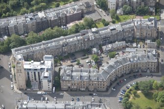 Oblique aerial view of Park Circus, Park Street East and Park Church Tower, looking SSW.