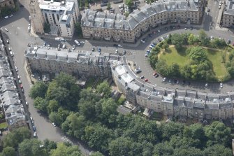 Oblique aerial view of Park Circus, looking SSW.