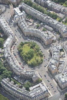 Oblique aerial view of Park Circus, looking SSE.