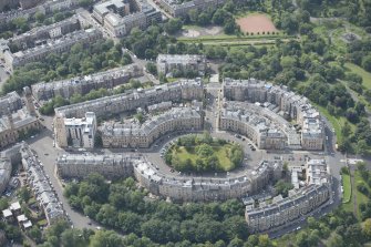 Oblique aerial view of Park Circus, looking SSW.