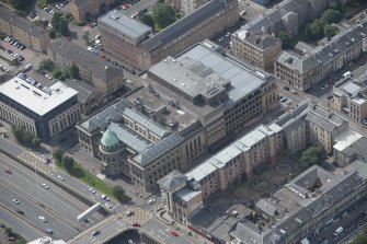 Oblique aerial view of the Mitchell Library, looking SW.