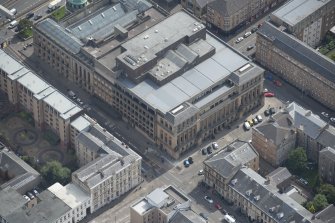 Oblique aerial view of St Andrew's Halls Theatre, looking SE.