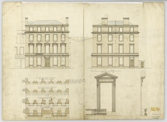 Drawing of front and end elevations and plans of front walls, Bank of Scotland, Dundee