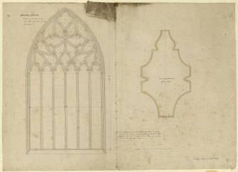 Drawing of elevation of large window on east end,Dundee Church and drawing of mullion
