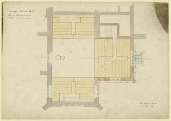 Drawing of plan of galleries, Dundee Church showing additions and alterations
