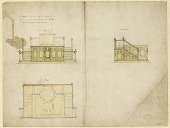 Drawing of plan and elevations of pulpit and desk