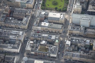 Oblique aerial view of Hellenic House and Blythswood Street, looking S.