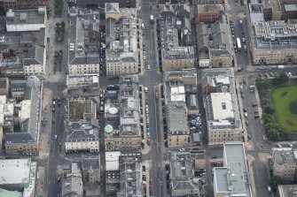 Oblique aerial view of Hellenic House and Blythswood Street, looking ESE.