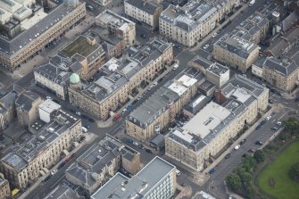 Oblique aerial view of Hellenic House and Blythswood Street, looking E.