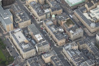 Oblique aerial view of Hellenic House and Blythswood Street, looking NW.