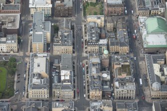 Oblique aerial view of Hellenic House and Blythswood Street, looking W.