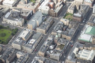 Oblique aerial view of Hellenic House and Blythswood Street, looking WSW.