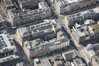 Oblique aerial view of Sauchiehall Street and Bath Street, looking NE.