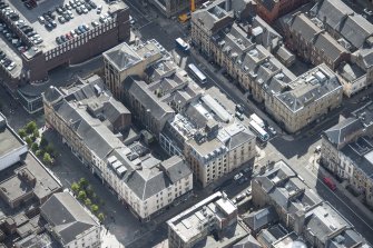 Oblique aerial view of Sauchiehall Street and Bath Street, looking SE.