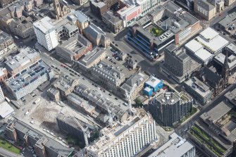 Oblique aerial view of Dalmore House, Holland Street and Elmbank Street, looking ENE.