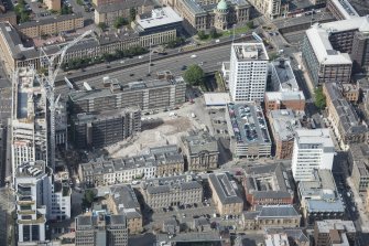 Oblique aerial view of Dalmore House, Holland Street and Elmbank Street, looking WNW.