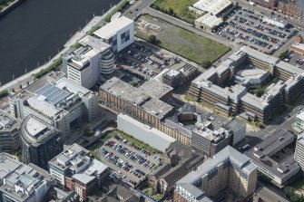 Oblique aerial view of James Watt Street, looking SW.