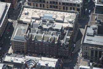 Oblique aerial view of Waterloo Street and Bothwell Street, looking S.