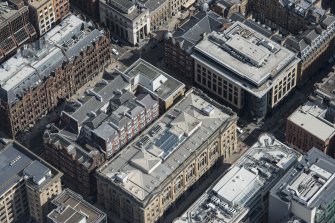 Oblique aerial view of Waterloo Street and Bothwell Street, looking NE.