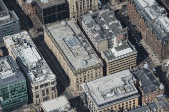Oblique aerial view of Waterloo Street and Bothwell Street, looking NW.