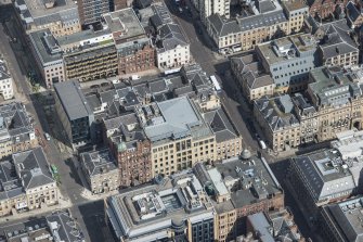 Oblique aerial view of West George Street, looking NE.