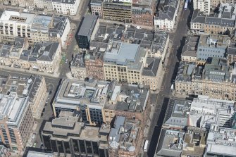 Oblique aerial view of West George Street, looking N.