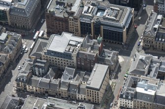 Oblique aerial view of West George Street, looking S.