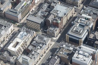 Oblique aerial view of West George Street, looking ENE.