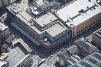 Oblique aerial view of Argyle Street and Jamaica Street, looking SSE.