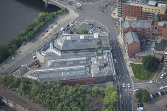 Oblique aerial view of Bridgegate fish market, looking WSW.