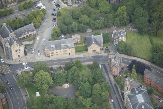 Oblique aerial view of Cathedral Square, looking NNE.