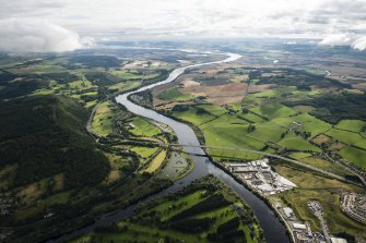 General oblique aerial view along the River Tay with the Friarton Bridge in the middle distance, looking ESE.