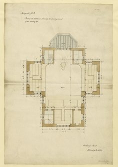 Drawing of plan of the galleries showing the arrangement of seating, Kingarth Church, Bute