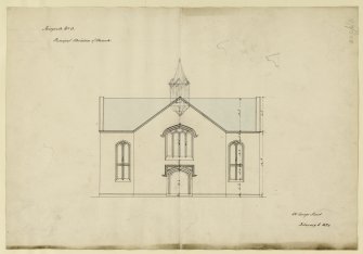 Drawing of principal elevation of Kingarth Church, Bute