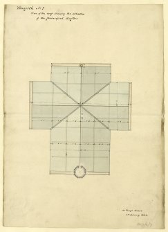 Drawing of plan of roof showing situation of principal rafters, Kingarth Church, Bute