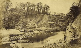 View of buildings and river near Cramond.