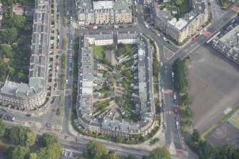 Oblique aerial view of Melgund Terrace, East Claremont Street, Bellevue Place and Rodney Street, looking WSW.