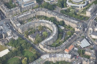 Oblique aerial view of Canonmills, Eyre Crescent, Eyre Place and Canon Street, looking NW.