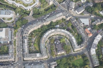 Oblique aerial view of Canonmills, Eyre Crescent, Eyre Place and Canon Street, looking NNW.