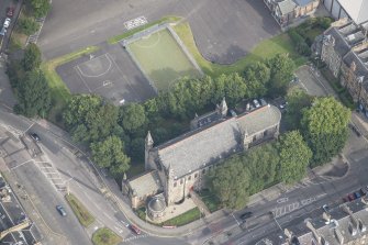 Oblique aerial view of the East London Street Catholic Apostolic Church, looking NNE.