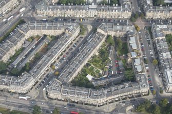 Oblique aerial view of Montgomery Street, Windsor Street, Brunswick Street and London Road, looking N.