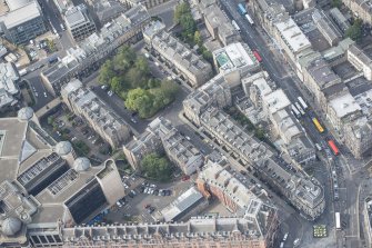 Oblique aerial view of Rutland Square and Rutland Street, looking SW.