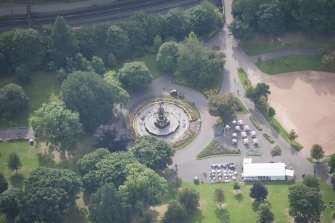 Oblique aerial view of the Ross Fountain, looking SE.