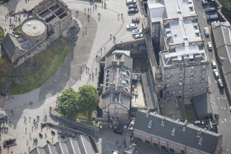 Oblique aerial view of the Governor's House, Edinburgh Castle, looking SSE.