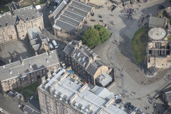 Oblique aerial view of the Governor's House, Edinburgh Castle, looking S.