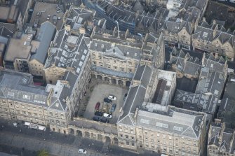 Oblique aerial view of the City Chambers, looking NW.