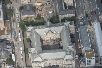 Oblique aerial view of Moray House College of Education and Moray House Summerhouse, looking NW.