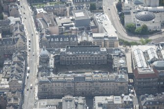 Oblique aerial view of Old College, University of Edinburgh, looking S.