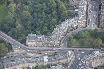 Oblique aerial view of Great Stuart Street and Randolph Crescent, looking NE.